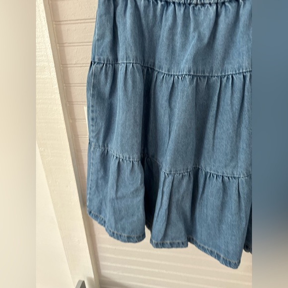 MANGO TIERED DENIM MIDI SKIRT - Picture 3 of 4